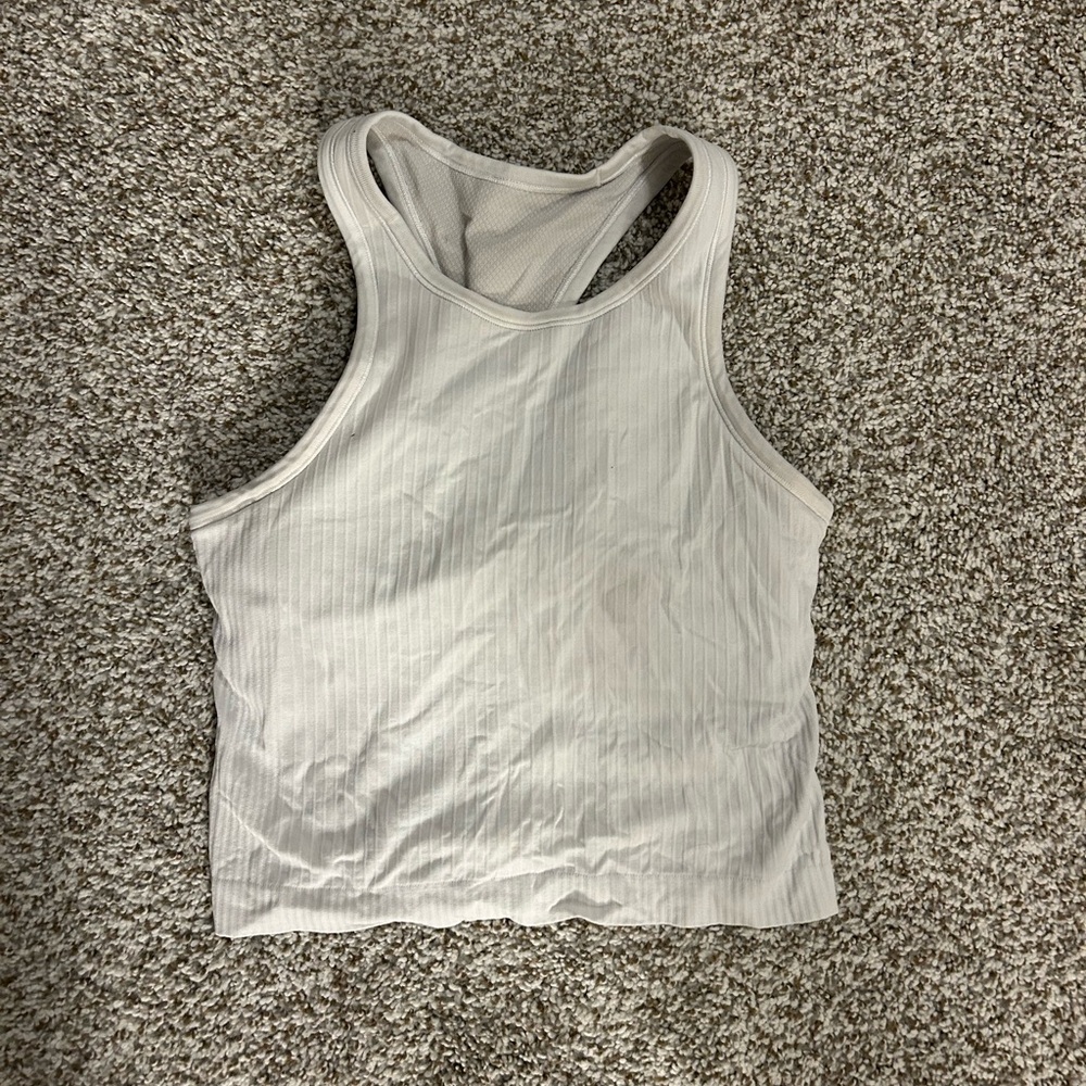 White Ribbed Women's Tank Top